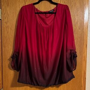 Roz & Ali Women's Red and Black Ombre Blouse